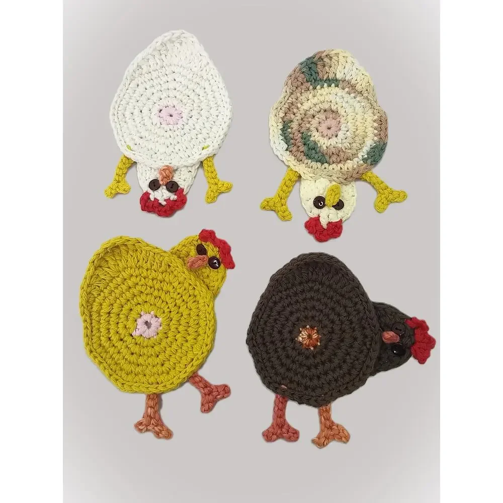 Crochet Animal Critter Butt Coasters Set of 4 Your Choice Handmade to Order